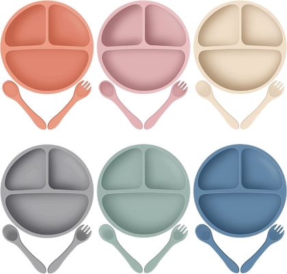 Good price Oilproof Childrens Silicone Suction Plate Set Microwaveable Reusable online