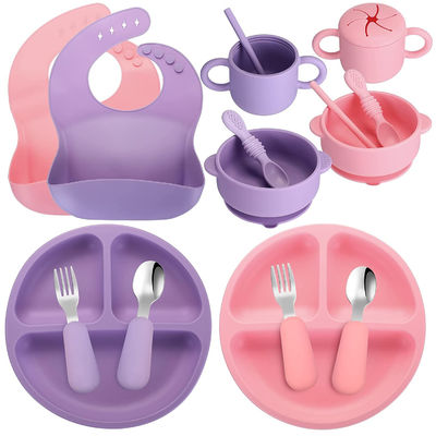 Good price Reusable Thickened Silicone Baby Feeding Set , Nontoxic Suction Cup Plates And Bowls online