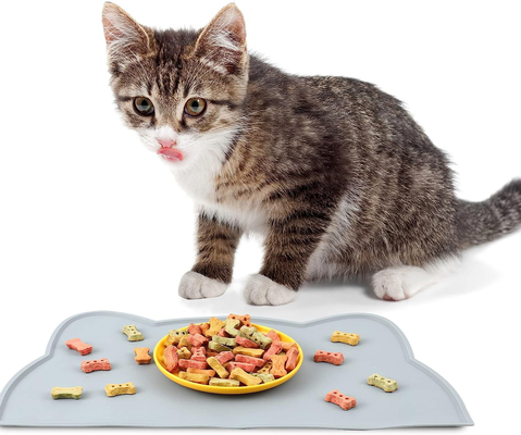 Good price Silicone Pet Food Mat For Floor Waterproof Non Slip Pet Feeding Mat Raised Edge Cat Bowl Mat Travel Easy ToTake PlaceMat online