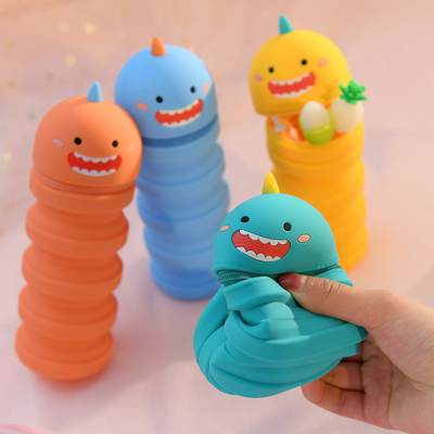 Good price Silicone Retractable Pencil Case Cartoon Kawaii Expandable Stand School Stationery Box School Supplies Christmas Gifts online