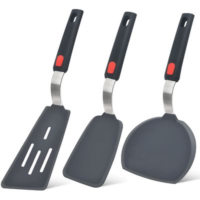 Good price Silicone Spatula Turner Set of 3 Heat Resistant Cooking Spatulas for Nonstick Cookware Large Flexible Kitchen Utensils online