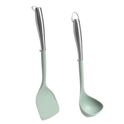 Good price Silicone Stainless Steel Kitchen CookinUtensils Set 2-Pieces Flexible Silicone Head Cooking Utensil With  Spatula, Ladle online