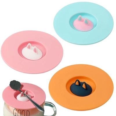Good price Silicone Cup Lids Mug Covers Reusable Coffee Tea Water Cup Lids Anti-Dust Cute Cartoon Design For Glass Cup Coffee Cup online