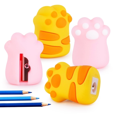 Good price Cat Paw Pencil Sharpener Manual Gift Mini Silicone Stationery For Kids Kawaii School Office Supplies online