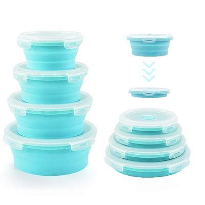Good price Collapsible Bowls For Camping Set Of 4 Silicone Food Storage Containers With Lids Silicone Lunch Box BPA Free Oven Safe online