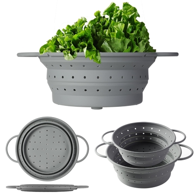 Good price Silicone Collapsible Colander Set Food Strainer And 9 Inch Mixing Bowl 2Pcs Fruits Vegetables Pasta Strainer BPA Free online