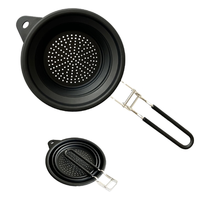Good price BPA Free Silicone Collapsible Colander With Handle New Kitchen Essentials Strainer Drainer Perfect For Draining Fruit online