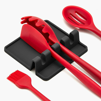 Good price BPA Free Kitchen Silicone Utensil Rest Durable Spoon Rest With Drip Pad Kitchen Gadgets Kitchen Cooking Utensils Holder online