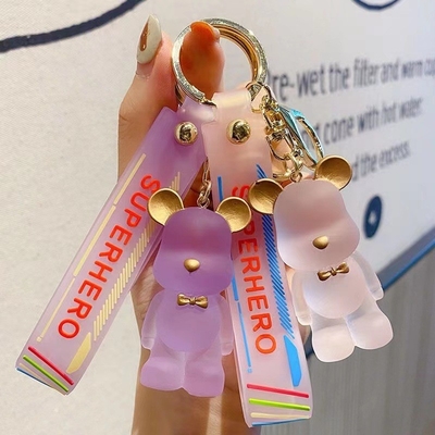 Good price OEM Welcome Cute Diamond Bear Keychain Kawaii Keychains Wristlet Strap Wrist Lanyard online