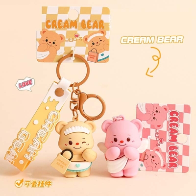Good price Cartoon Animal Pendant Key Ring Silicone Keychain in Various Colors for Women and Kids online