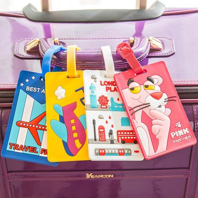 Good price Cartoon Silicone Travel Luggage Tag with Belt Strap Food Grade and Style Card Holder online