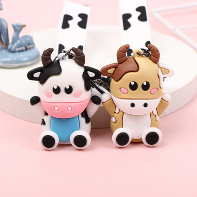 Good price Silicone Cartoon Cow Keychain for Ladies Backpack and Car Pendant online
