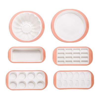 6-Piece Stackable Silicone Baking Pan Set - Temperature Resistant (-40°F to 446°F) Non-Stick Bakeware with Metal Reinforced Frame