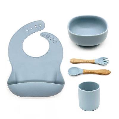 Good price Portable Multicolor Silicone Dinnerware Set Bib And Bowl BPA Free online