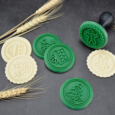 Good price Silicone Christmas Cookie Cutters Stamps, 3D Holiday Cookies Molds, Cute Christmas Raised Design Biscuit Baking Tool online