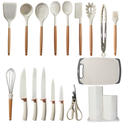 Good price 19Pcs Kitchen Utensil Set Easy to Clean Wooden Kitchen Utensils, Cooking Utensils for Nonstick Cookware Kitchen Gadgets online