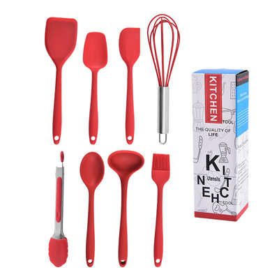 Good price Silicone Mini Kitchen Utensils Set Of 8 Small Kitchen Tools Nonstick Cookware With Hanging Hole Cooking UtensILS Set online