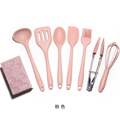 Good price 8pcs Mini Kid Silicone Cooking Kitchen Utensils Set Dishwasher Safe Spatula Set with Spatula Spoon Tong Brush Whisk Tong online