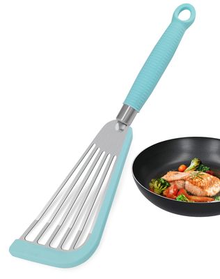 Harga yang bagus Spatula berlubang Spatula baja tahan karat fleksibel dengan tepi silikon yang lembut Spatula berlubang Turner Spatula berlubang ikan on line