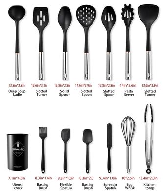 Harga yang bagus 14pcs Kitchen Utensil Set Kitchen Utensil Set Non-Stick Kitchen Cookware Dengan Stainless Steel Handle Gadgets Dapur on line
