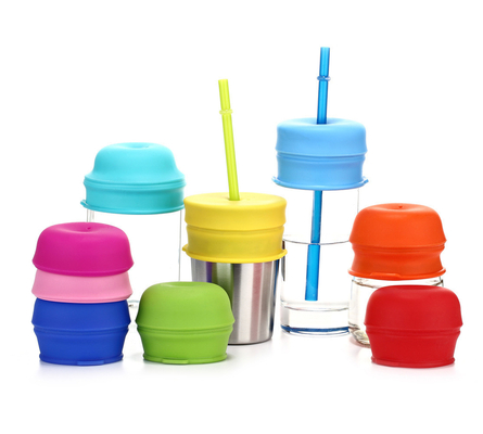 Good price Silicone Sippy Straw Cup Lids For Toddlers Babies Drinking Straws Reusable Spill-Proof Yeti Rambler Mason Cups Mugs Lids online