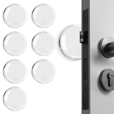 Wall Door Handle Stopper Door Knob Wall Shield Transparent Round Silicone Guard Door Stopper Wall Protector