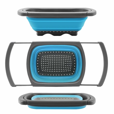 Good price Silicone Collapsible Colander Strainer Over Sink Vegetable/Fruit Colanders Strainers (6Quart) With Extendable Handle online