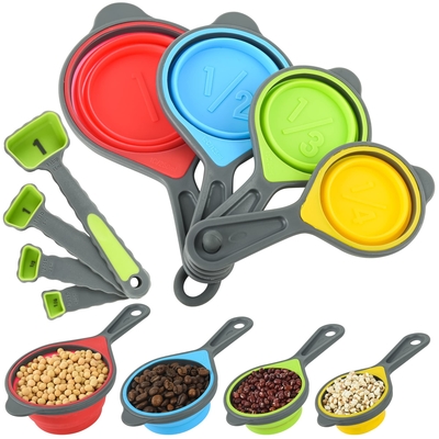 Good price BAP Free Collapsible Silicone Soft Measuring Cups  Measuring Spoons Silicone Kitchen Utensil Tools Travel Measuring Cup online