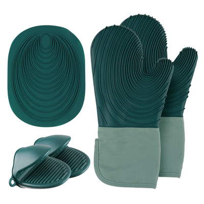 Good price Silicone Oven Mitts Pair BBQ Gloves Heat Resistant Silicone Grilling Gloves Silicone Kitchen Utensil Baking Gloves online