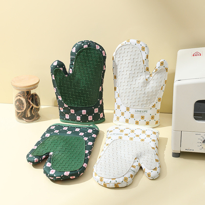 Good price Oven Mitts Oven Gloves BBQ Gloves Silicone Thickened Cotton Double Layer Design Non-Slip Textured Grip Baking Gloves online