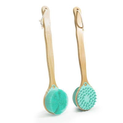 Long Handle Silicone Body Scrubber Dual-Sided Exfoliating Back Scrubber for Dry and Wet Bath Shower