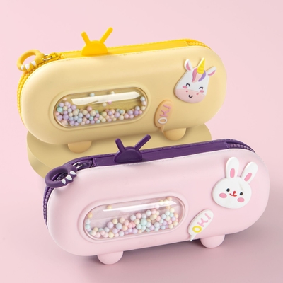 quality Cute Silicone Pencil Case Holder Girls Boys Pencil Bag Pouch School Office Supplies factory