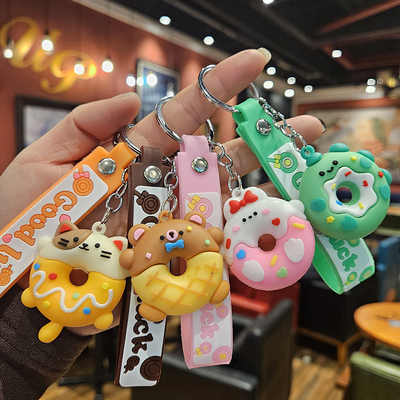Cute Girls Silicone Key Chain with Cartoon Design Flexible and Durable