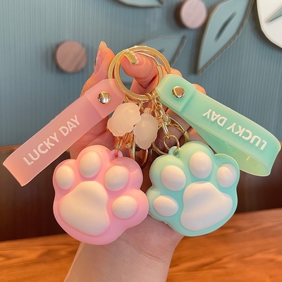 Cartoon Modeling Silicone Key Chain LED Flashlight Key Ring Handbag Bag Purse Pendant Key Holder