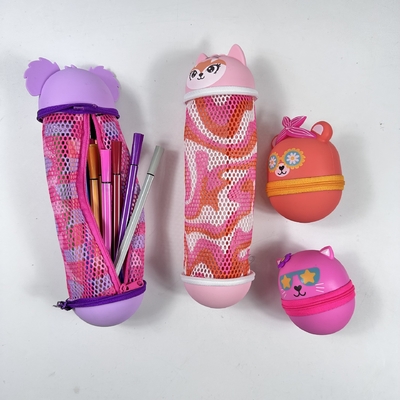 Cartoon Round Silicone Pencil Box Pencil Case Pencil Pouch For Kids Makeup Bag Storage Organization School Birthday Gift