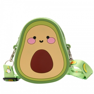 Cartoon Avocado Silicone Coin Wallets Cute Purse Headset Bag Makeup And Hair Accessories Bag Fun Toy Shoulder Purse Bag