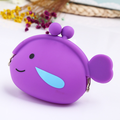 Cartoon Animal Silicone Fish Coin Wallets Purse Headset Bag For School Prize Gifts Wallet Bag Christmas Birthday Kidgift