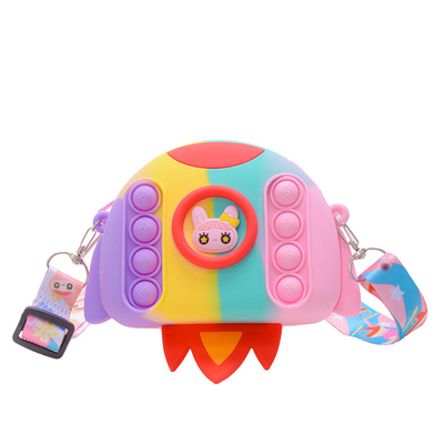 Rocket Cartoon Pop Purse Bag Pencil Case Crossbody Purse Bag Wallet Bag Makeup Bag Storage Container Kids Christmas Gift