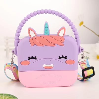 Unicorn Silicone Pencil Box Storage Organization Crossbody Bag Shoulder Handbag Christmas Birthday Gifts For Boys Girls