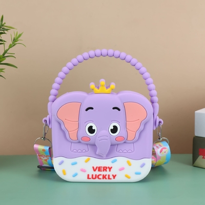 Elephant Little Girls Crossbody Purses With Chain Strap Silicone Resin Toddler Handbag Mini Casual Messenger ShoulderBag