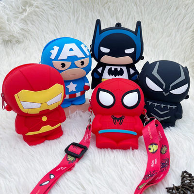 Superman Silicone Coin Bag For Pencils Crossbody Shoulder Bag For Boys Pop Purse Bag Christmas Birthday Gift Coin Wallet