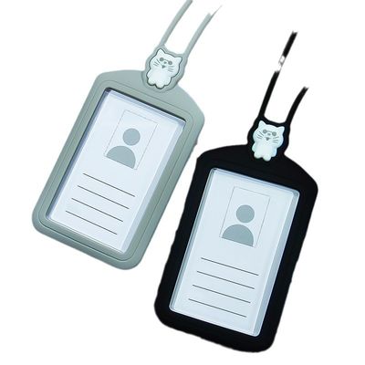 سعر جيد حامل بطاقات السيليكون المهنية مع حزام الرقبة الحبل خالي من BPA الانترنت