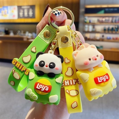 Panda Custom Keychain Charms For Girls Kids , Rubber Animal Purse Backpack Charm Pendant