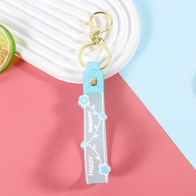 Car Keychain Silicone Round Key Ring Bracelet With Metal Key Holder Wristlet Keychains For Women And Girls