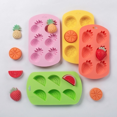 4 Pack Fruit Shaped Silicone Mold Pineapple Lemon Watermelon Strawberry Chocolate Candy Baking Mould 3D Summer Fruit Ice Mold For DIY Jelly Fondant Soap Gummy Cake Cupcake Topper Decoration