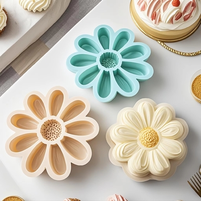 Silicone Large Flower Cake Mould For Chocolate Jello Candy Silicone Baking Molds For Cakes,9 Inch Non-Stick Fluted Tube Cake Pans Round Baking Molds For Cheese Cake,Chocolate Cake, Rainbow Cakes