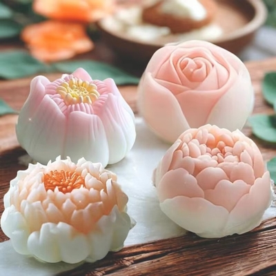 2-Pack Peony Silicone Molds for Candles Soap Resin Christmas White
