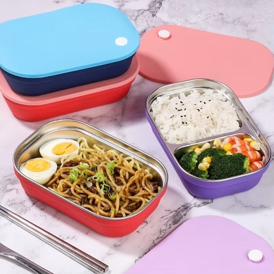 BPA-Free Stainless Steel Bento Box for Kids with Silicone Sleeve