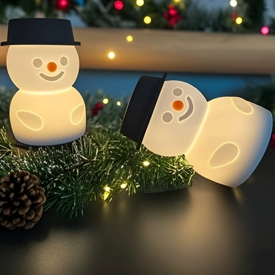 Snowman Silicone Night Light for Kids - Touch Control, Rechargeable LED