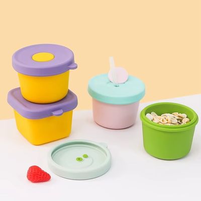Good price Premium 100% Silicone Baby Food Storage Box with Straw Port – Leak-Proof Freezer Tray & Toddler Snack Container | Food-Grade, Eco-Friendly, Multi-Color Baby Feeding Essentials online